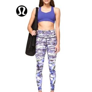NWOT! LULULEMON 🍋 Women’s Wunder Under High Rise White Blue Black Tights Size 8
